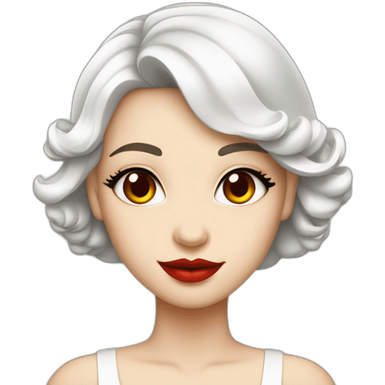 girl, red eyes, red lips, White hair, white-skin, cocktail dress emoji