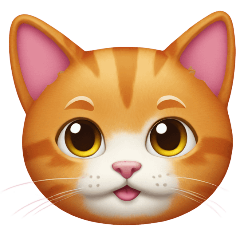 Ginger cat with cute pink bow emoji