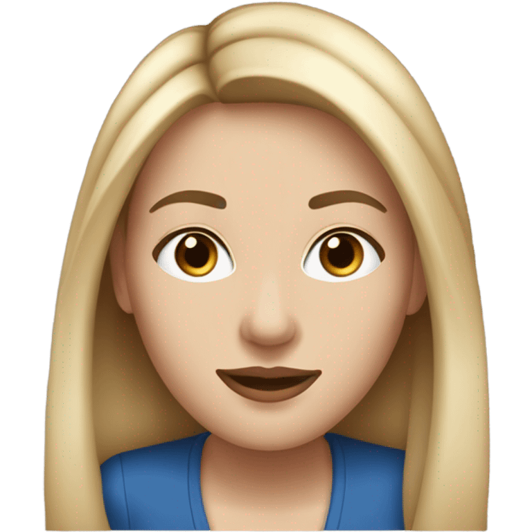 White woman with a meduim nose,lashes and blue eyes with brown straight hair with blonde highlights  emoji