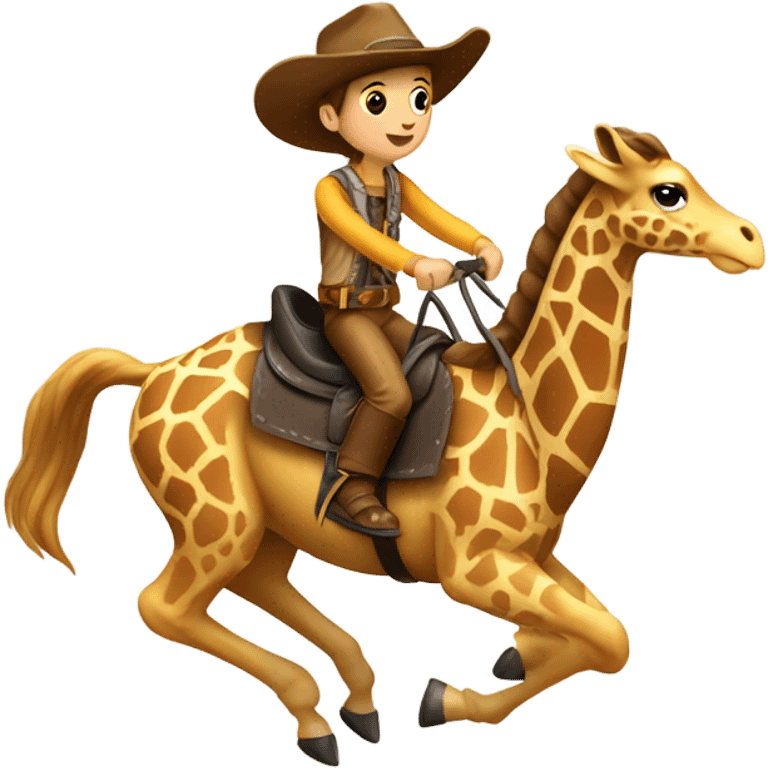 A giraffe riding a bronco emoji