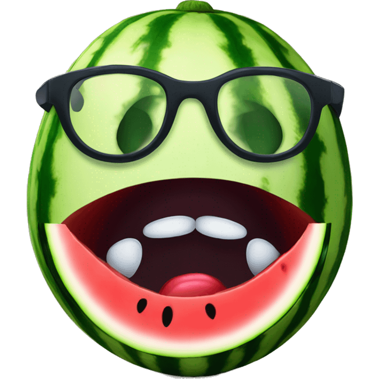 watermelon with eyes and spects and lips emoji