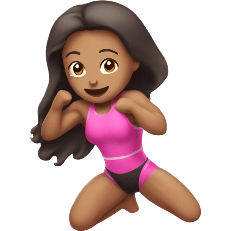 Girl wrestling in pink  emoji