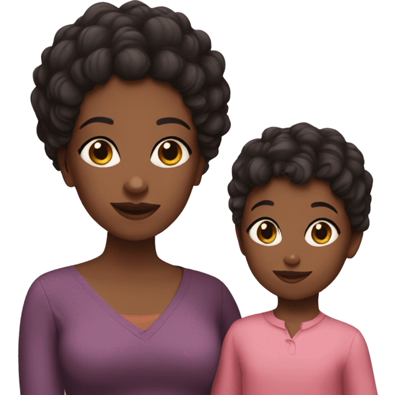 Black mom with pixie cut and two toddler daughter emoji