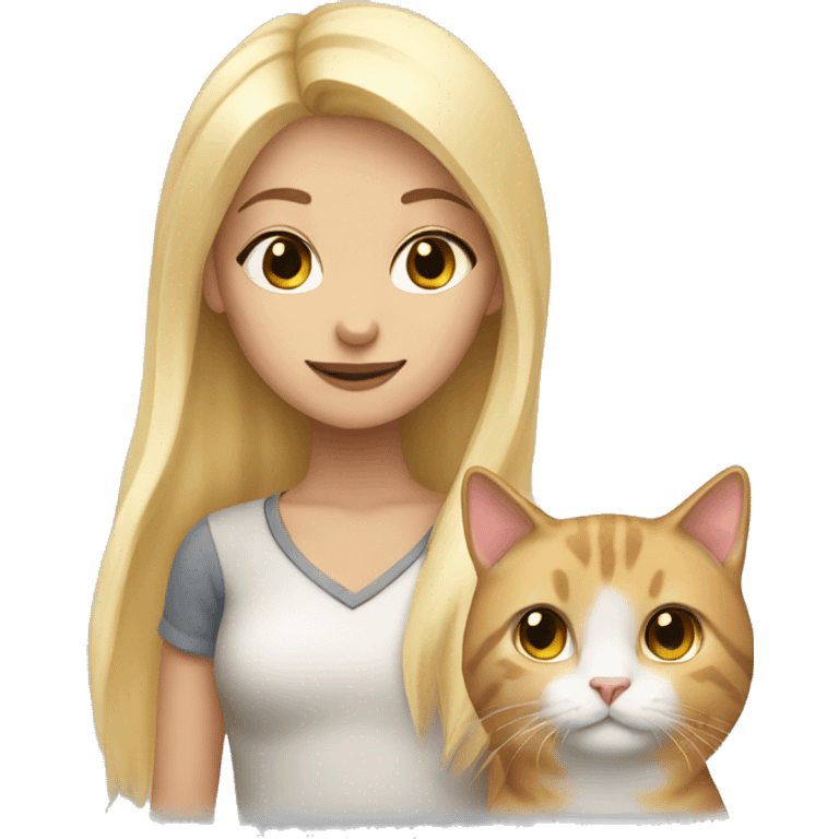 Blond girl with calico cat  emoji