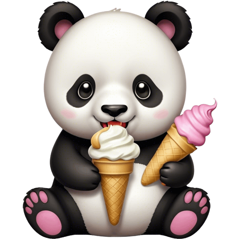 Panda eating ice cream emoji