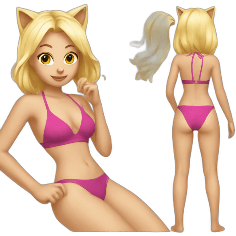 hot catgirl blonde swim suit emoji