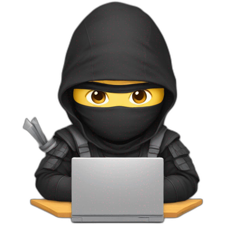 cute ninja Developer with computer emoji