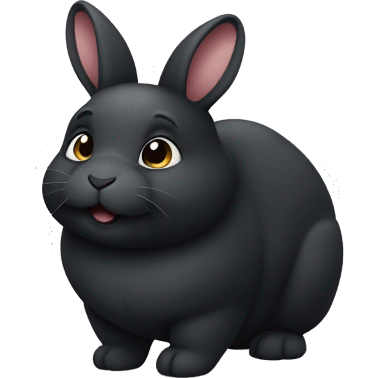 Chubby cute black bunny emoji