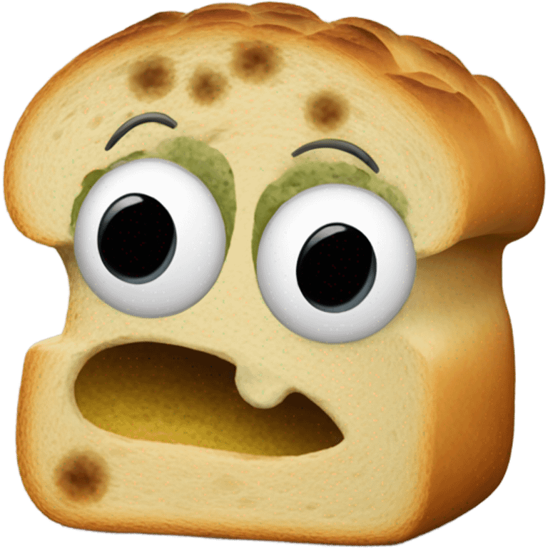 Moldy bread with face and limbs emoji