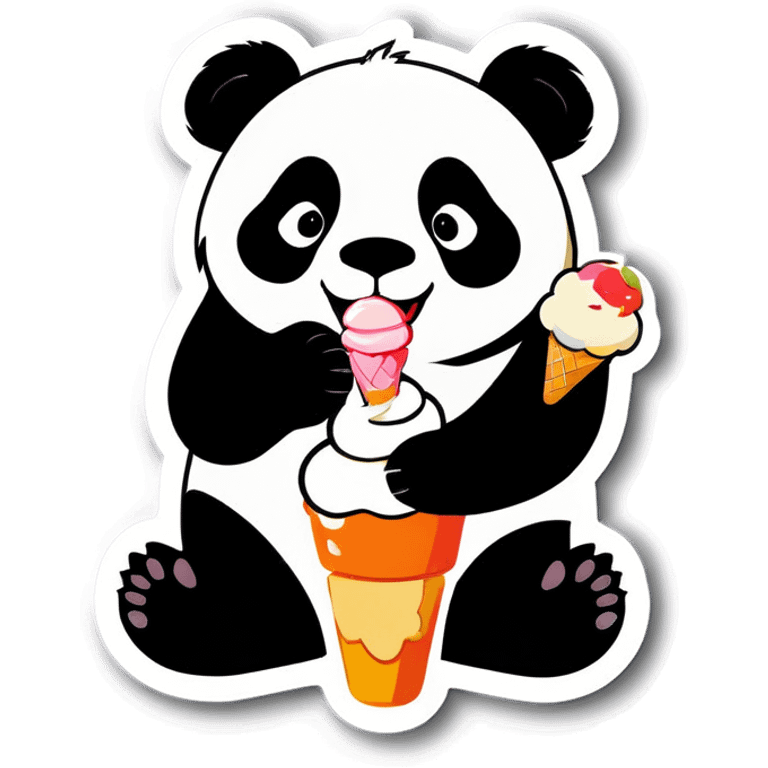 Panda eating ice cream emoji