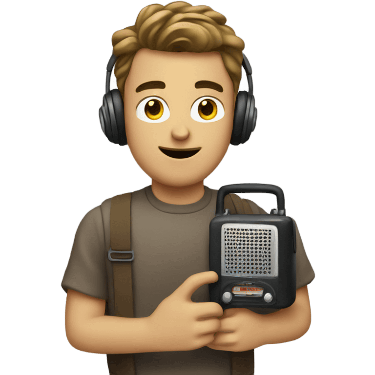 guy holding radio in love  emoji