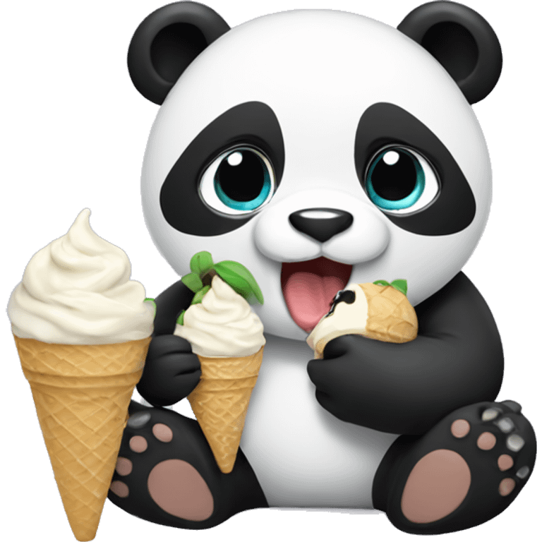 Panda eating ice cream emoji