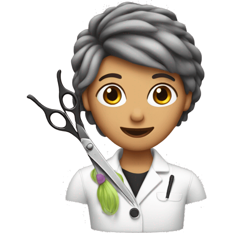 Hairstylist holding scissors emoji