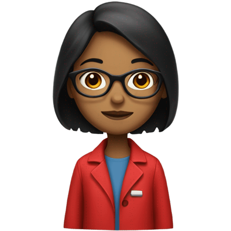 girl with black hair and glasses holding red lab emoji