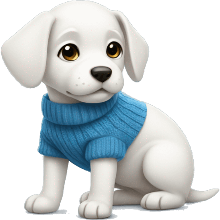 White puppy with blue sweater emoji