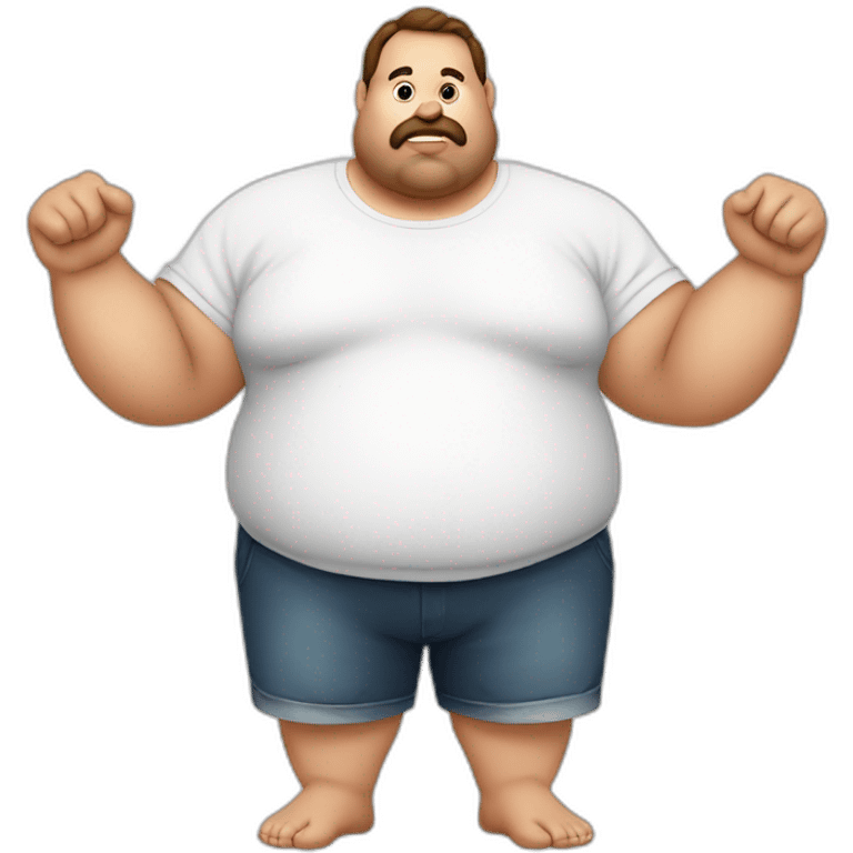 Fat man start fasting in white t-shirt emoji