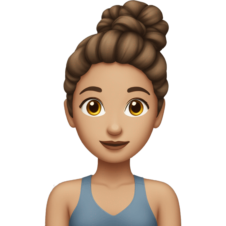 Brown hair girl hair in bun with beauty face cream emoji