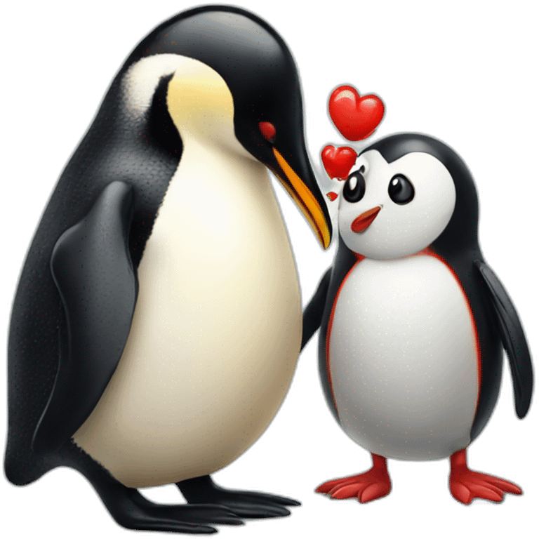 penguim and a ladybug in love emoji