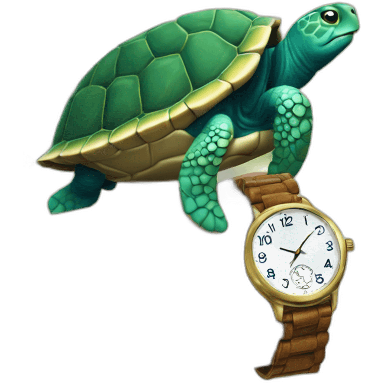 Montre sur le bras d'une tortue emoji