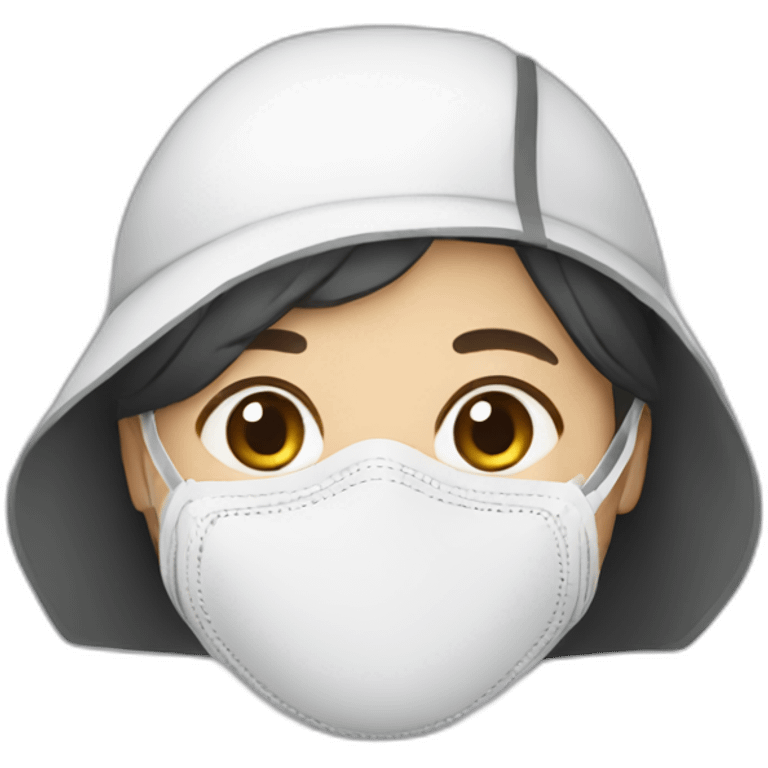 Asian woman wearing white N95 respirator emoji