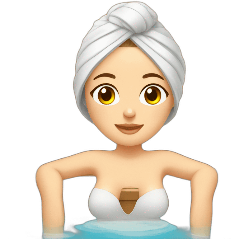 white girl with spa mask relaxing in sauna emoji