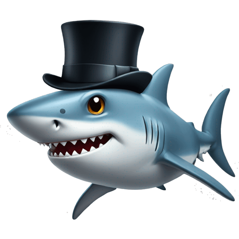 Shark with a top hat emoji