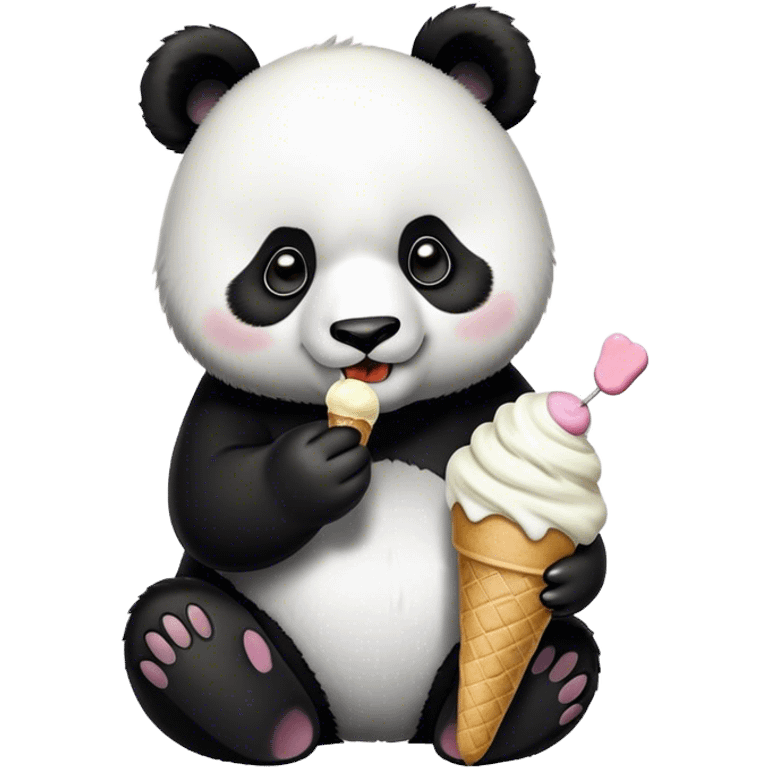 Panda eating ice cream emoji