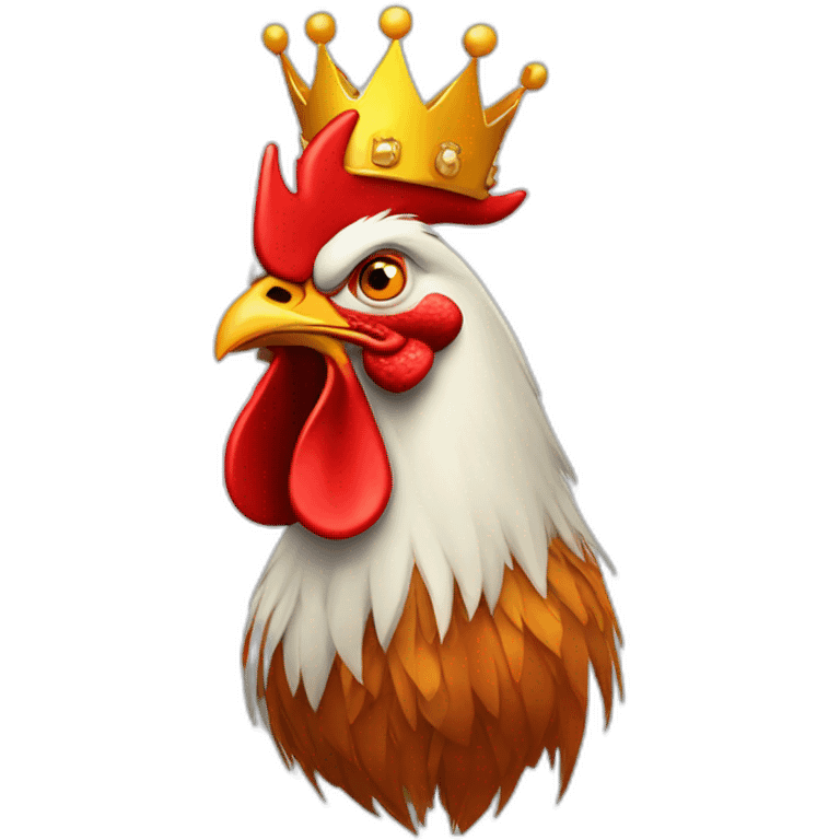 angry rooster having a crown on his head emoji