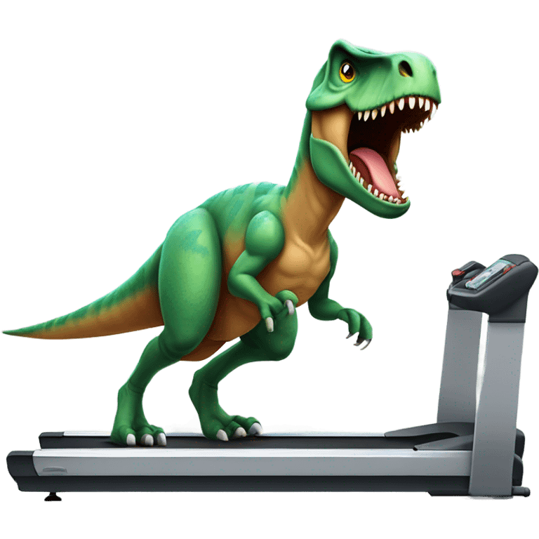 dinosaur runs on a treadmill emoji