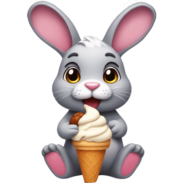 bunny with ice cream emoji