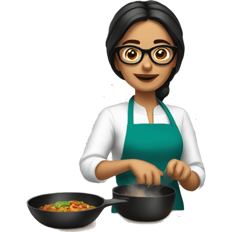 mexican lady with glasses cooking emoji