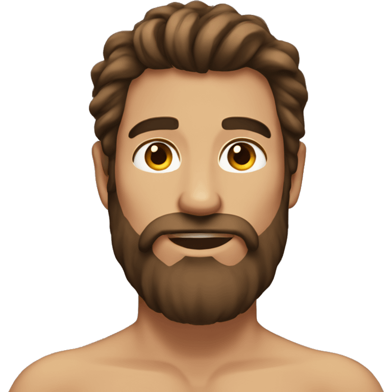 Shirtless man with long brown hair and beard  emoji