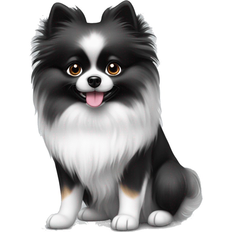 Black and white Merle Pomeranian girl dog emoji