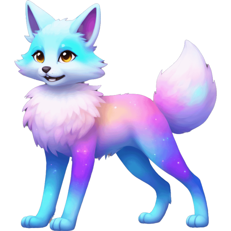 Colorful gradient-Sparkle-fox-cat-nebula-fursona anthropomorphic furry full body emoji