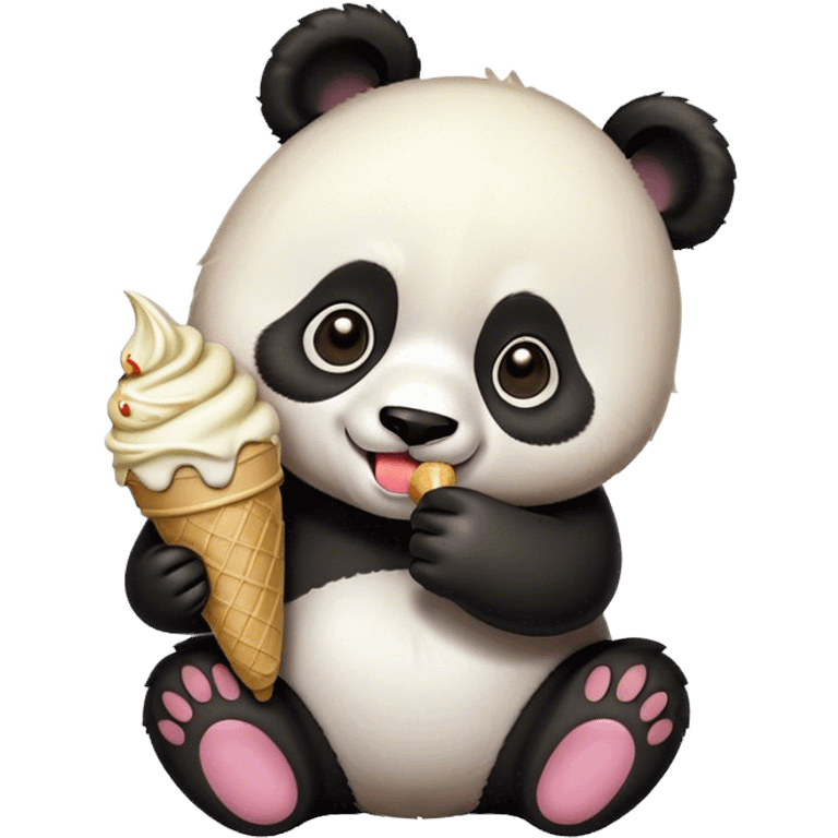 Panda eating ice cream emoji