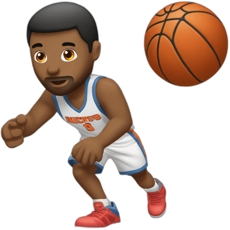 Jugador blanco baloncesto haciendo un mate emoji