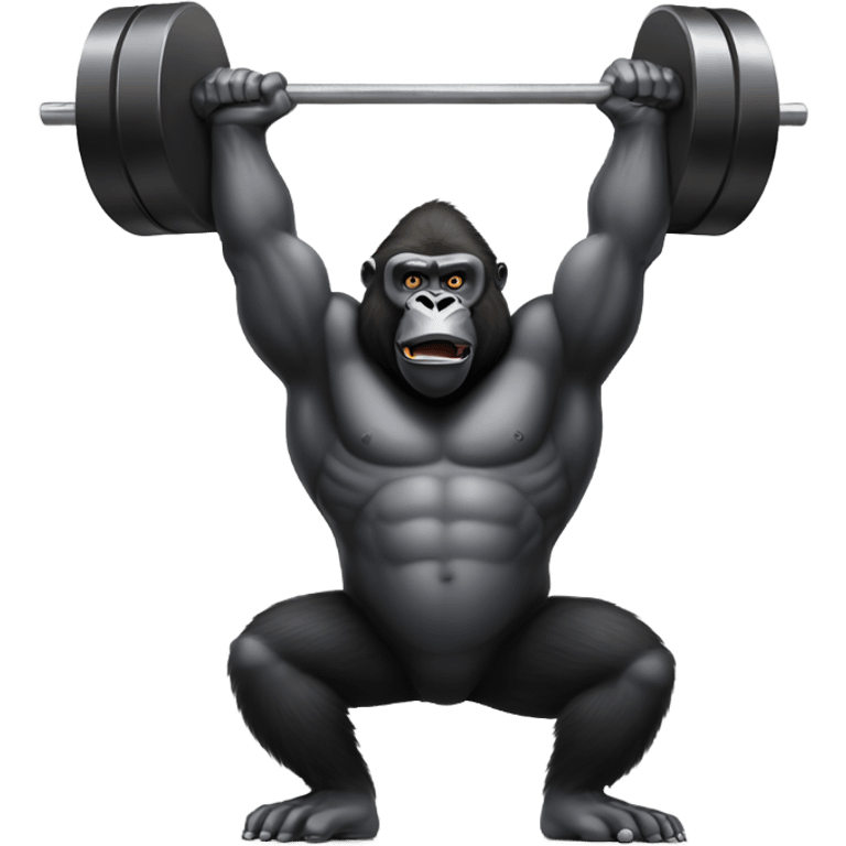 Gorilla doing an overhead squat with a lot of weight on the barbell emoji