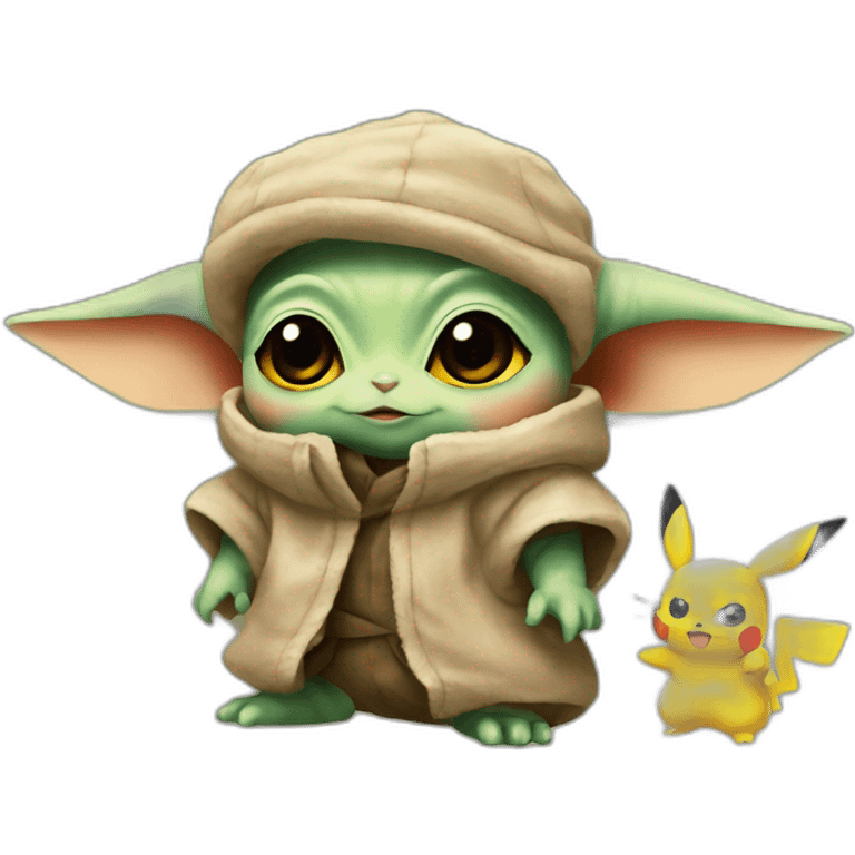 baby yoda with pikachu hat emoji