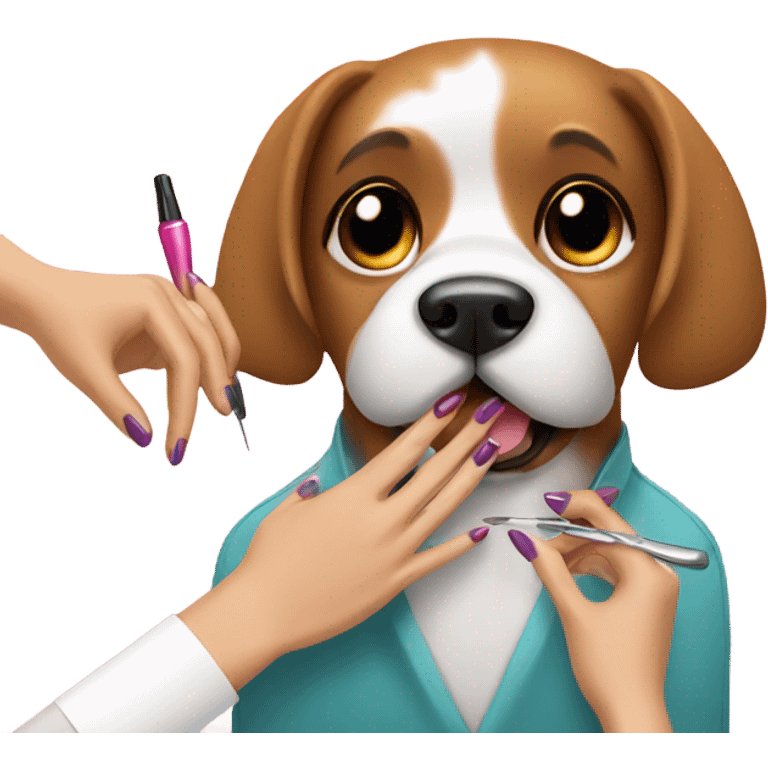 Dog getting a manicure emoji