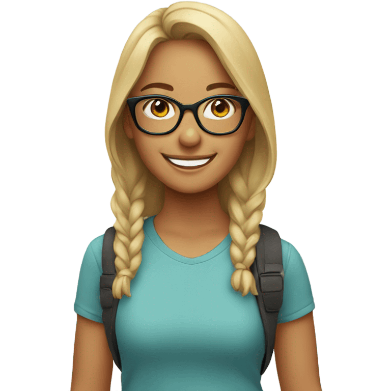 smiling girl outdoors with glasses emoji