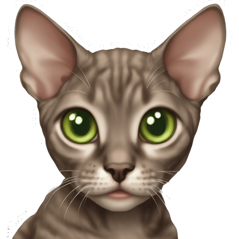 dark brown tabby devon rex green eyes  emoji