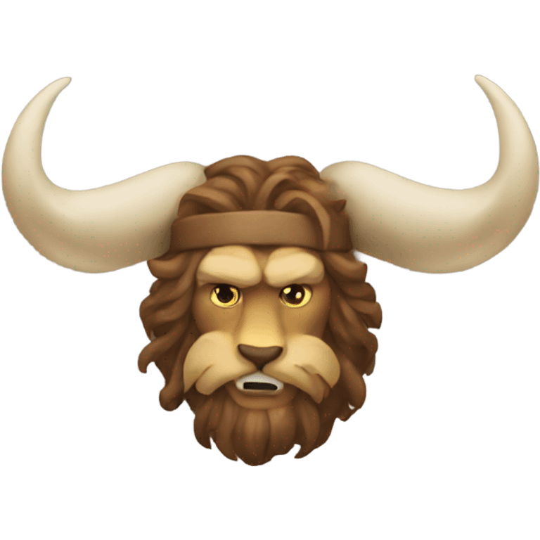 Viking horns poking lion emoji