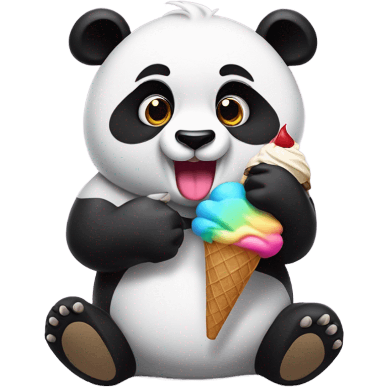 Panda eating ice cream emoji