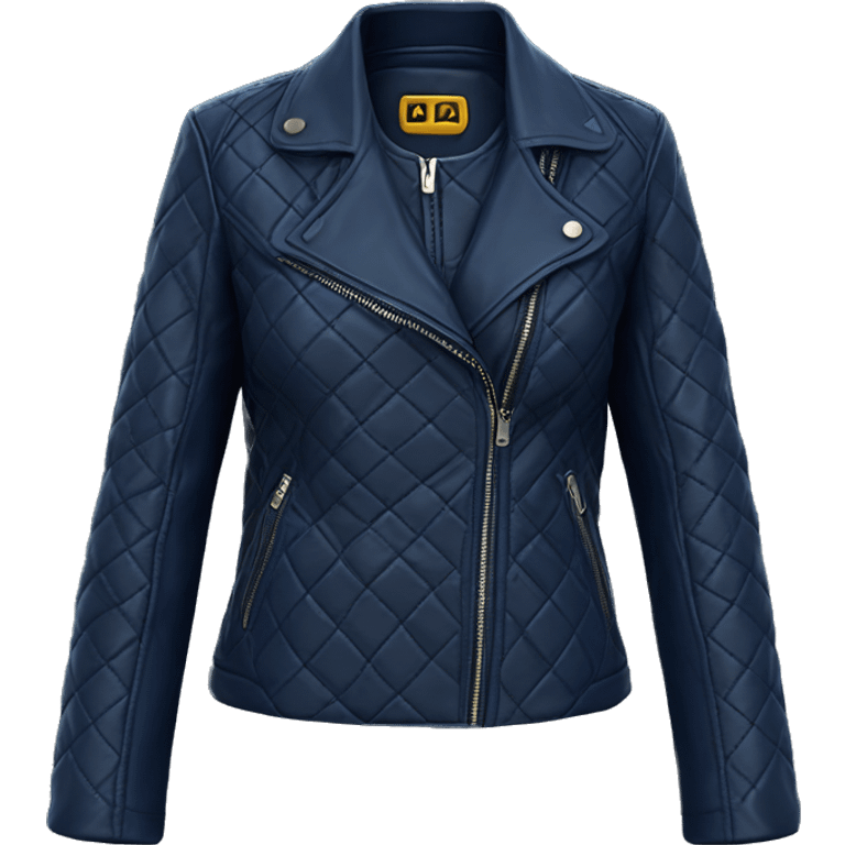 Realistic Womens Zippered Quilted Navy blue leather jacket. emoji