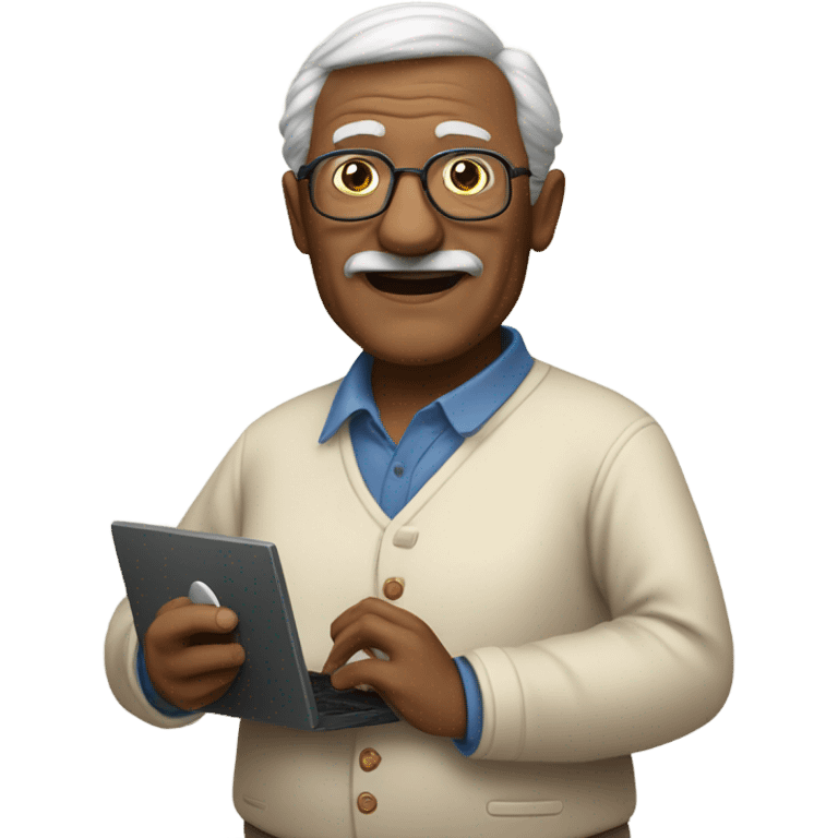 large elderly history teacher with belly computer mouse emoji