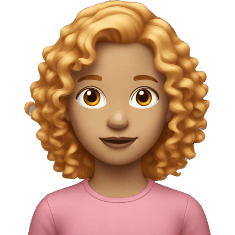 Young girl with shoulder length curly strawberry blonde hair  emoji