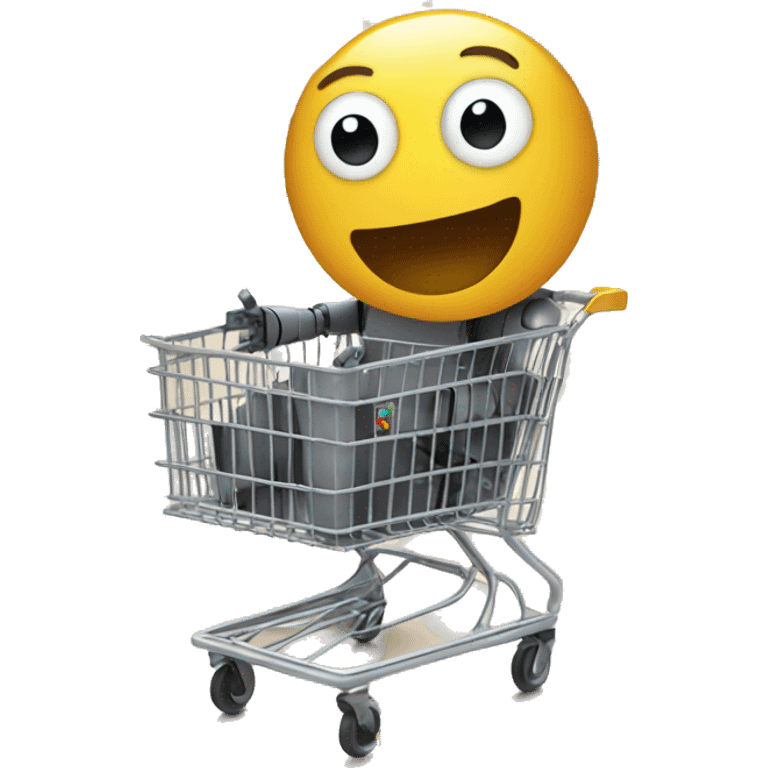 robot having fun inside a shopping cart emoji