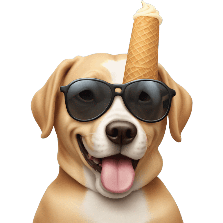 dog with sunglasses and ice cream emoji