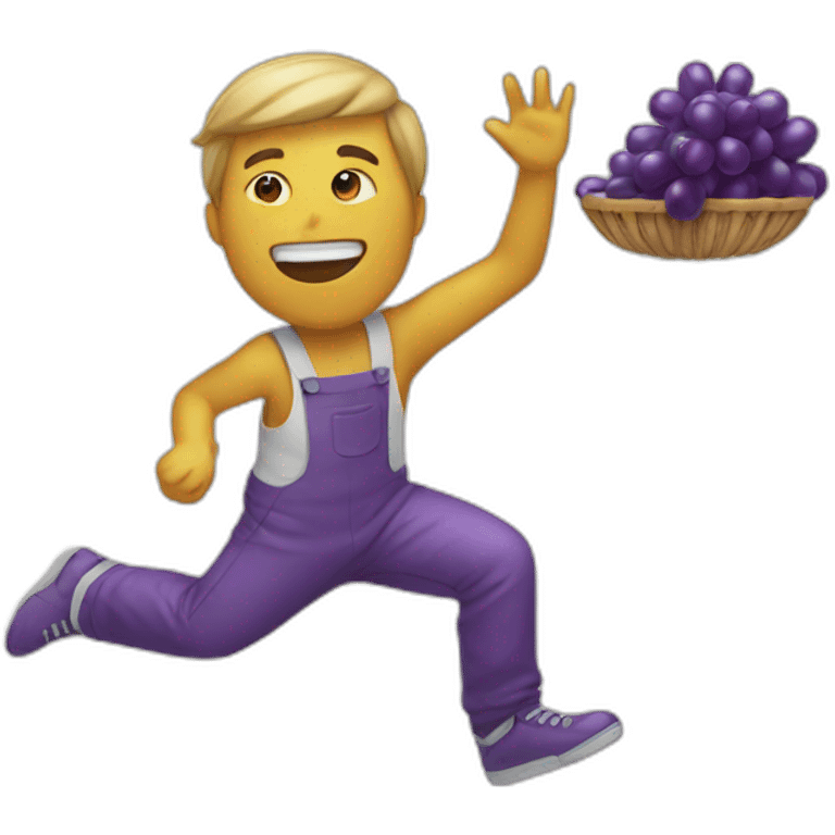 Emoji guy throwing grape emoji