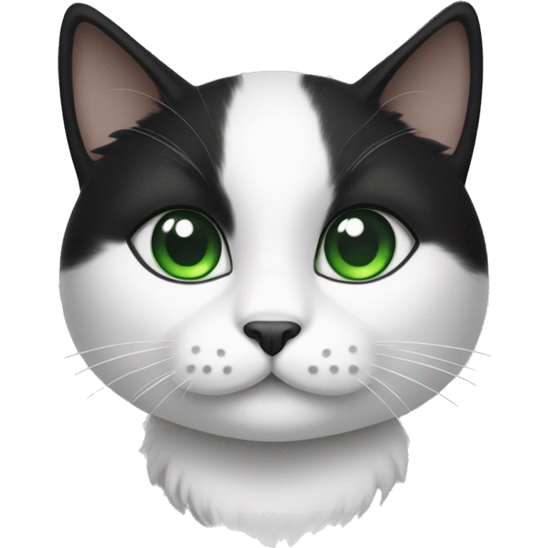 Black and white cat with green eyes emoji